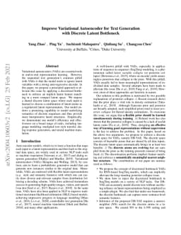 Improve Variational Autoencoder for Text Generationwith Discrete Latent
  Bottleneck