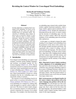 Revisiting the Context Window for Cross-lingual Word Embeddings