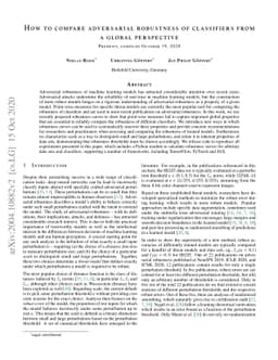 How to compare adversarial robustness of classifiers from a global
  perspective