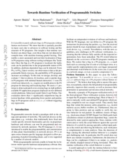 Towards Runtime Verification of Programmable Switches