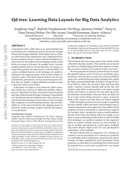 Qd-tree: Learning Data Layouts for Big Data Analytics