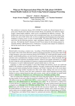 What are We Depressed about When We Talk about COVID19: Mental Health
  Analysis on Tweets Using Natural Language Processing