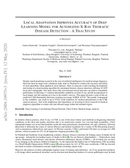 Local Adaptation Improves Accuracy of Deep Learning Model for Automated
  X-Ray Thoracic Disease Detection : A Thai Study