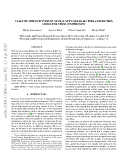 Analytic Simplification of Neural Network based Intra-Prediction Modes
  for Video Compression