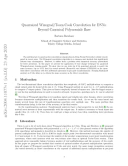 Quantaized Winograd/Toom-Cook Convolution for DNNs: Beyond Canonical
  Polynomials Base