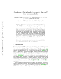 Conditioned Variational Autoencoder for top-N item recommendation
