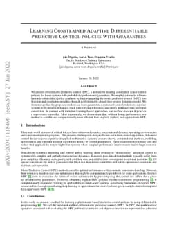 Learning Constrained Adaptive Differentiable Predictive Control Policies
  With Guarantees