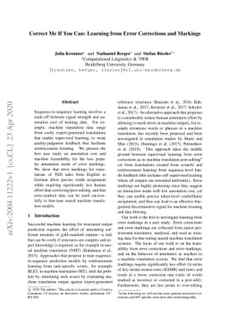 Correct Me If You Can: Learning from Error Corrections and Markings