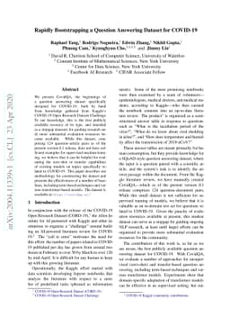 Rapidly Bootstrapping a Question Answering Dataset for COVID-19