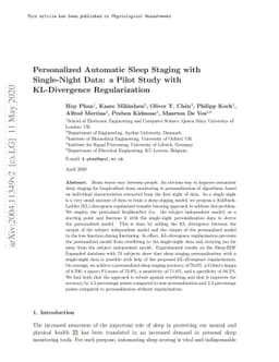 Personalized Automatic Sleep Staging with Single-Night Data: a Pilot
  Study with KL-Divergence Regularization