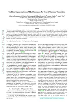 Multiple Segmentations of Thai Sentences for Neural Machine Translation