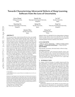 Towards Characterizing Adversarial Defects of Deep Learning Software
  from the Lens of Uncertainty