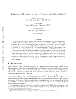 Evolution of Q Values for Deep Q Learning in Stable Baselines