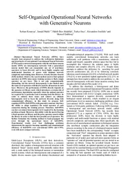 Self-Organized Operational Neural Networks with Generative Neurons