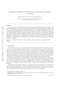 Quantization of Deep Neural Networks for Accumulator-constrained
  Processors