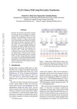 FLAT: Chinese NER Using Flat-Lattice Transformer