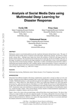 Analysis of Social Media Data using Multimodal Deep Learning for
  Disaster Response