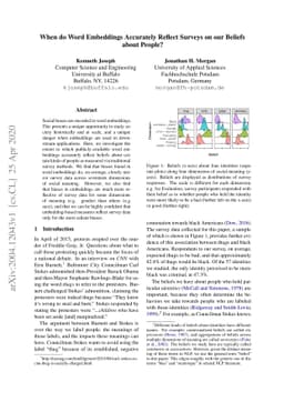 When do Word Embeddings Accurately Reflect Surveys on our Beliefs About
  People?