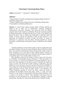 Clustering by Constructing Hyper-Planes