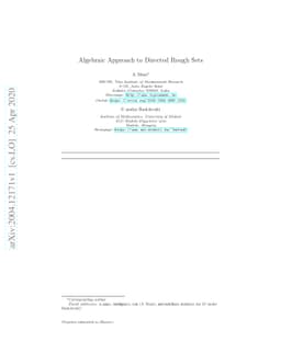 Algebraic Approach to Directed Rough Sets