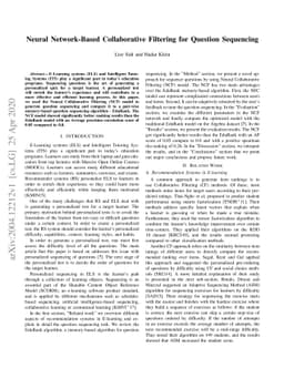 Neural Network-Based Collaborative Filtering for Question Sequencing