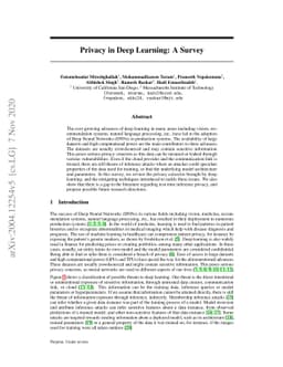 Privacy in Deep Learning: A Survey