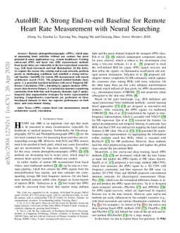 AutoHR: A Strong End-to-end Baseline for Remote Heart Rate Measurement
  with Neural Searching