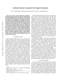 Federated Transfer Learning for EEG Signal Classification