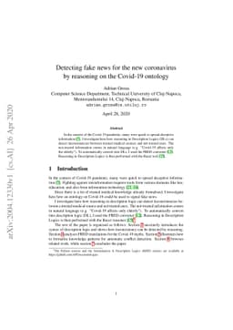 Detecting fake news for the new coronavirus by reasoning on the Covid-19
  ontology