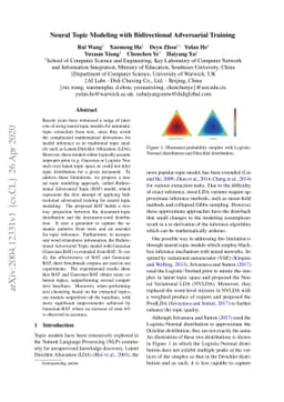 Neural Topic Modeling with Bidirectional Adversarial Training