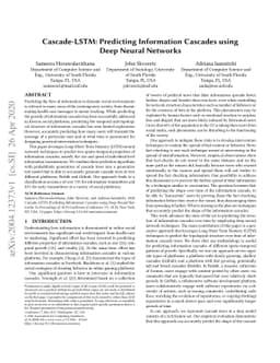 Cascade-LSTM: Predicting Information Cascades using Deep Neural Networks