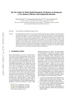 On the Limits to Multi-Modal Popularity Prediction on Instagram -- A New
  Robust, Efficient and Explainable Baseline