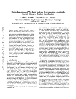 On the Importance of Word and Sentence Representation Learning in
  Implicit Discourse Relation Classification