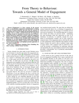 From Theory to Behaviour: Towards a General Model of Engagement