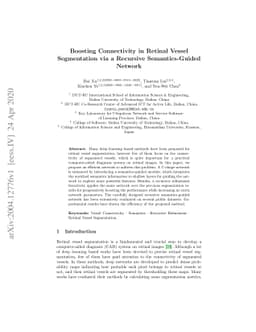 Boosting Connectivity in Retinal Vessel Segmentation via a Recursive
  Semantics-Guided Network