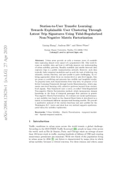 Station-to-User Transfer Learning: Towards Explainable User Clustering
  Through Latent Trip Signatures Using Tidal-Regularized Non-Negative Matrix
  Factorization