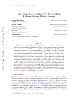 Knowledge Base Completion for Constructing Problem-Oriented Medical
  Records