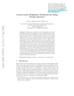 Context-aware Helpfulness Prediction for Online Product Reviews