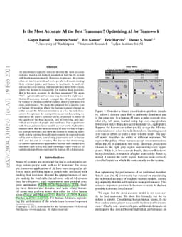 Is the Most Accurate AI the Best Teammate? Optimizing AI for Teamwork