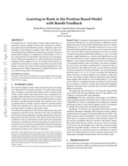 Learning to Rank in the Position Based Model with Bandit Feedback