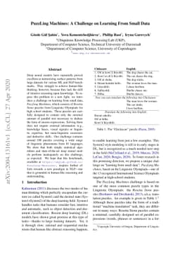 PuzzLing Machines: A Challenge on Learning From Small Data
