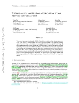 Energy-based models for atomic-resolution protein conformations