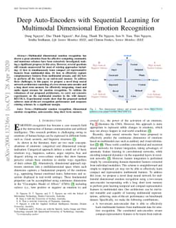 Deep Auto-Encoders with Sequential Learning for Multimodal Dimensional
  Emotion Recognition
