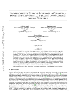 Identification of Cervical Pathology using Adversarial Neural Networks