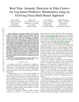 Real-Time Anomaly Detection in Data Centers for Log-based Predictive
  Maintenance using an Evolving Fuzzy-Rule-Based Approach