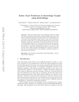 Entity Type Prediction in Knowledge Graphs using Embeddings