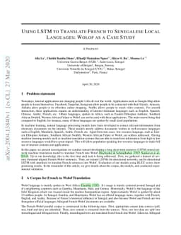 Using LSTM to Translate French to Senegalese Local Languages: Wolof as a
  Case Study