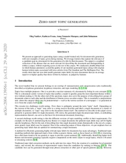 Zero-shot topic generation