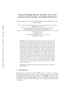 Minimal Rolling Shutter Absolute Pose with Unknown Focal Length and
  Radial Distortion