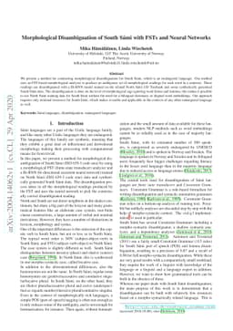 Morphological Disambiguation of South Sámi with FSTs and Neural
  Networks